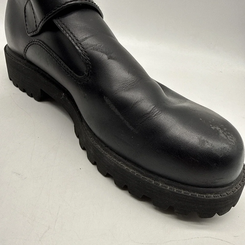 SKECHERS Boot 7.5 Leather Chunky Sole‎ Monk Strap Grunge Goth Cyberpunk Y2K